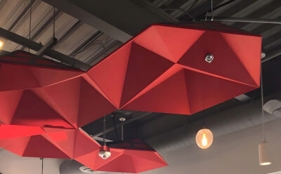 Acoustic wall panels designed to improve recording studio sound clarity.